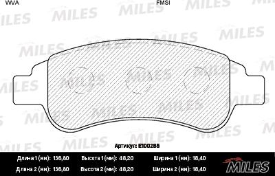 Miles E100265 - Brake Pad Set, disc brake autospares.lv