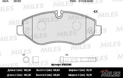 Miles E100260 - Brake Pad Set, disc brake autospares.lv