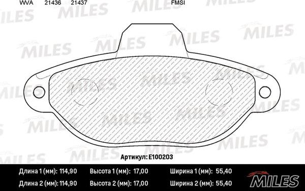 Miles E100203 - Brake Pad Set, disc brake autospares.lv