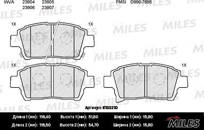 Miles E100210 - Brake Pad Set, disc brake autospares.lv