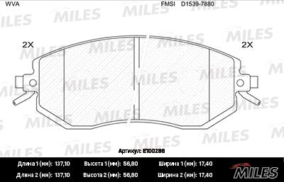 Miles E100286 - Brake Pad Set, disc brake autospares.lv