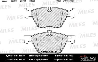 Miles E100280 - Brake Pad Set, disc brake autospares.lv