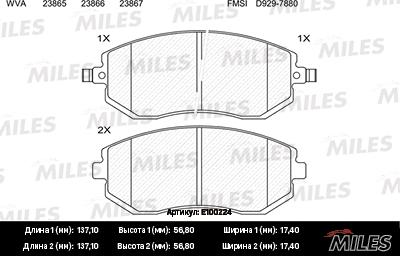 Miles E100224 - Brake Pad Set, disc brake autospares.lv