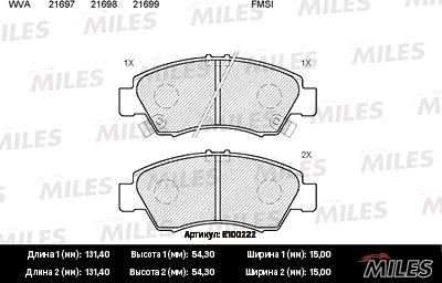 Miles E100222 - Brake Pad Set, disc brake autospares.lv