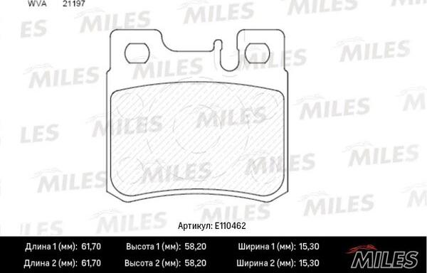 Miles E110462 - Brake Pad Set, disc brake autospares.lv