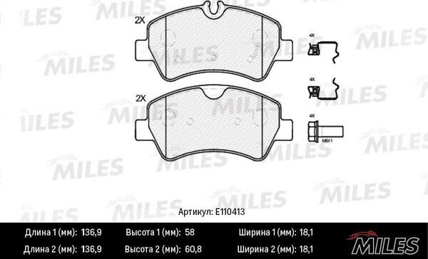 Miles E110413 - Brake Pad Set, disc brake autospares.lv