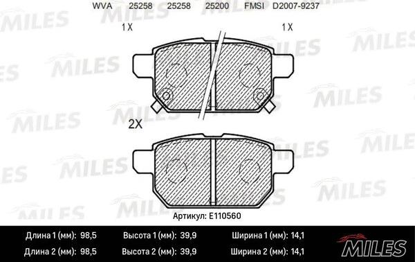 Miles E110560 - Brake Pad Set, disc brake autospares.lv