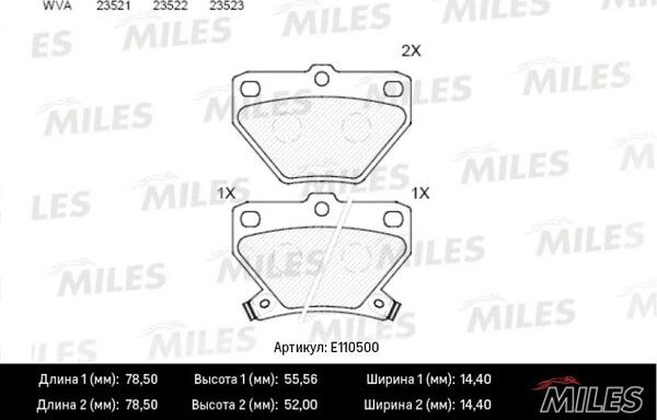 Miles E110500 - Brake Pad Set, disc brake autospares.lv