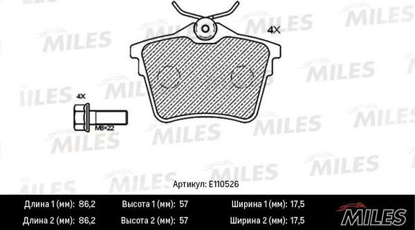 Miles E110526 - Brake Pad Set, disc brake autospares.lv