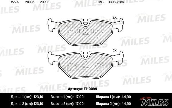 Miles E110099 - Brake Pad Set, disc brake autospares.lv