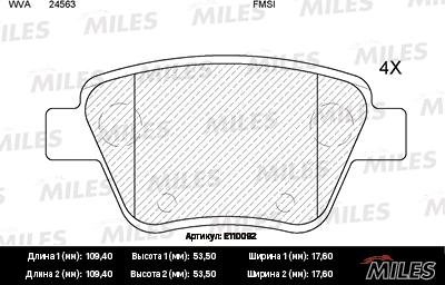 Miles E110092 - Brake Pad Set, disc brake autospares.lv