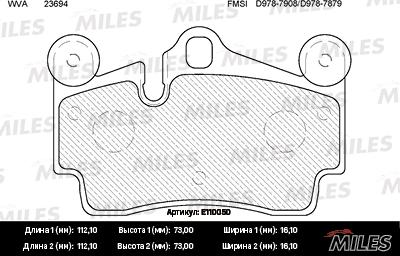 Miles E110050 - Brake Pad Set, disc brake autospares.lv