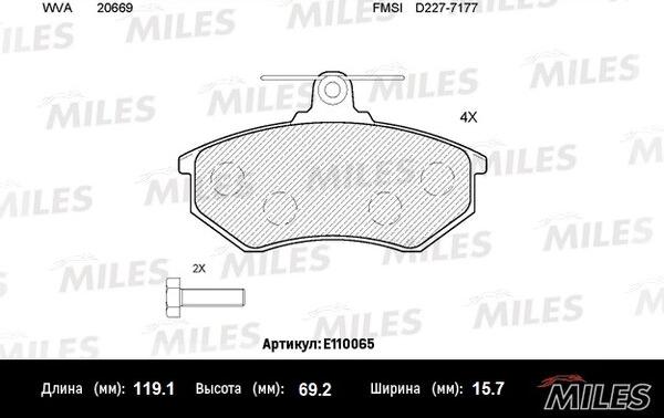 Miles E110065 - Brake Pad Set, disc brake autospares.lv