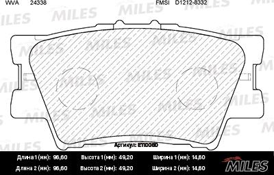 Miles E110060 - Brake Pad Set, disc brake autospares.lv