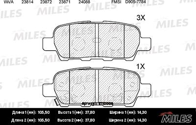 Miles E110008 - Brake Pad Set, disc brake autospares.lv