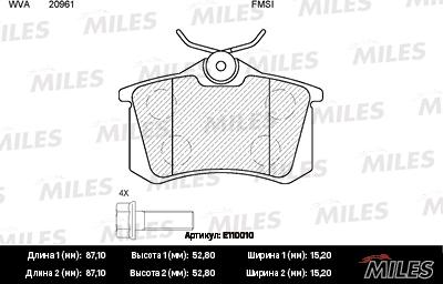 Miles E110010 - Brake Pad Set, disc brake autospares.lv