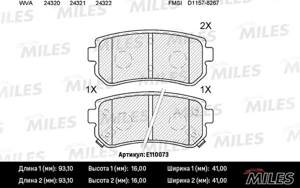 Miles E110073 - Brake Pad Set, disc brake autospares.lv