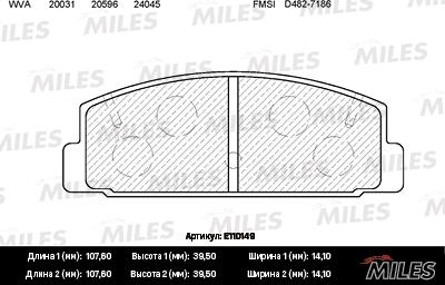 Miles E110149 - Brake Pad Set, disc brake autospares.lv