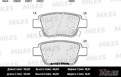 Miles E110154 - Brake Pad Set, disc brake autospares.lv