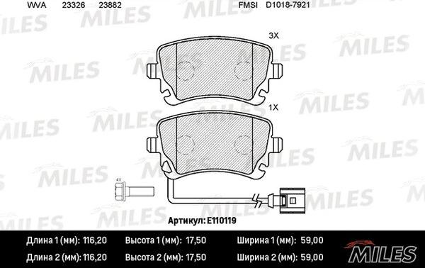 Miles E110119 - Brake Pad Set, disc brake autospares.lv