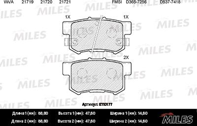 Miles E110177 - Brake Pad Set, disc brake autospares.lv
