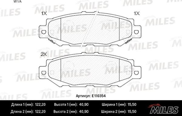 Miles E110354 - Brake Pad Set, disc brake autospares.lv