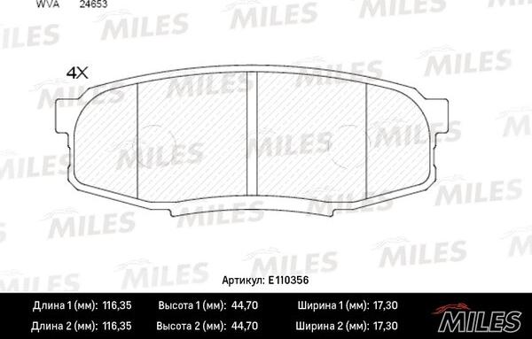 Miles E110356 - Brake Pad Set, disc brake autospares.lv