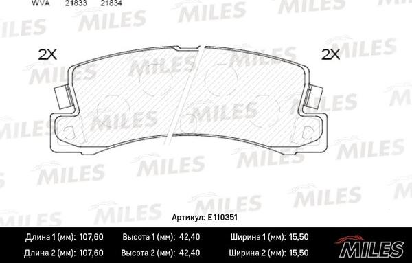 Miles E110351 - Brake Pad Set, disc brake autospares.lv