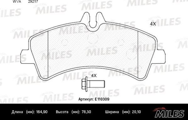 Miles E110309 - Brake Pad Set, disc brake autospares.lv