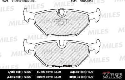 Miles E110296 - Brake Pad Set, disc brake autospares.lv