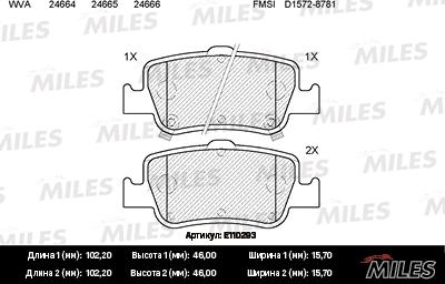 Miles E110293 - Brake Pad Set, disc brake autospares.lv