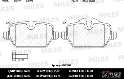 Miles E110267 - Brake Pad Set, disc brake autospares.lv