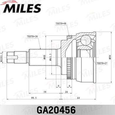 Miles GA20456 - Joint Kit, drive shaft autospares.lv
