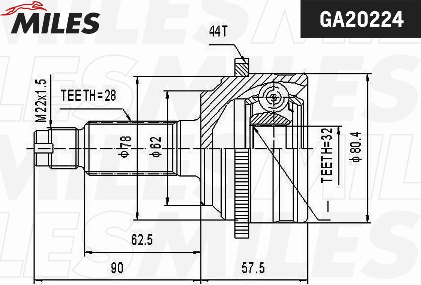 Miles GA20224 - Joint Kit, drive shaft autospares.lv