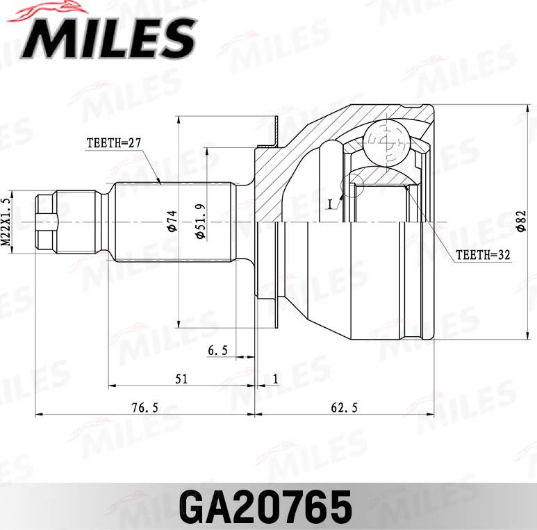 Miles GA20765 - Joint Kit, drive shaft autospares.lv