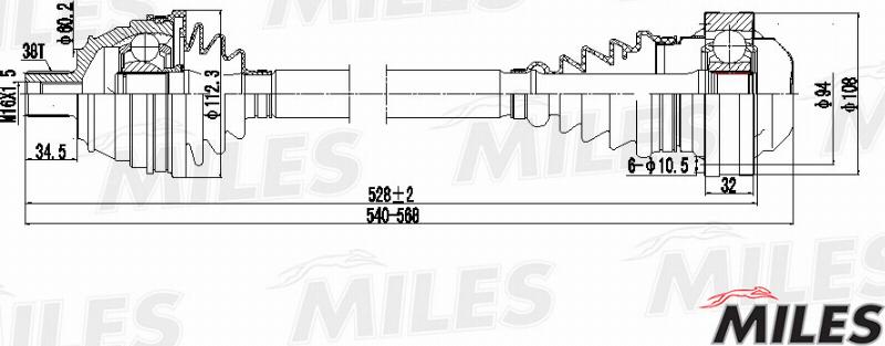 Miles GC00142 - Drive Shaft autospares.lv