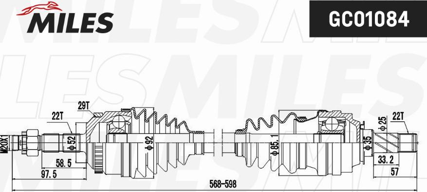 Miles GC01084 - Drive Shaft autospares.lv