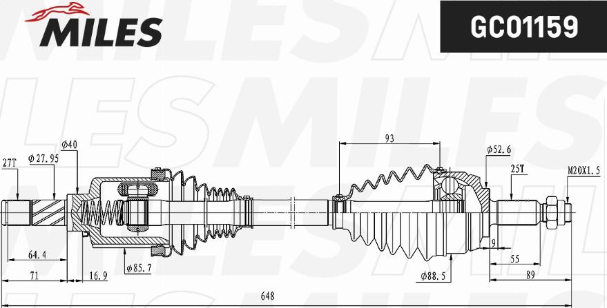 Miles GC01159 - Drive Shaft autospares.lv