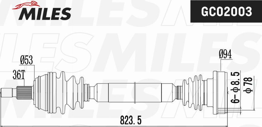 Miles GC02003 - Drive Shaft autospares.lv