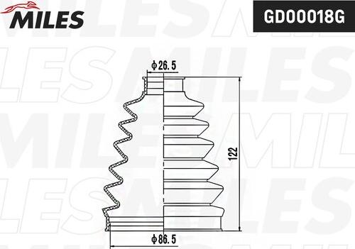 Miles GD00018G - Bellow, drive shaft autospares.lv