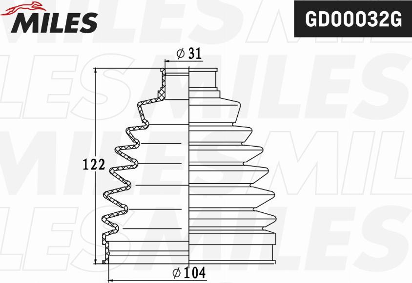 Miles GD00032G - Bellow, drive shaft autospares.lv