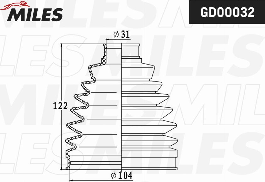 Miles GD00032 - Bellow, drive shaft autospares.lv