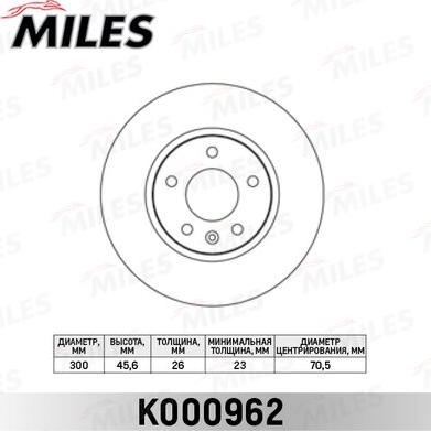 Miles K000962 - Brake Disc autospares.lv