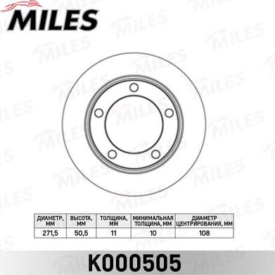 Miles K000505 - Brake Disc autospares.lv