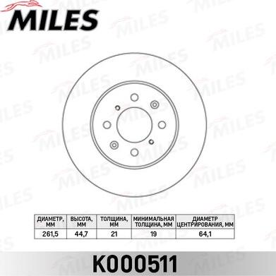 Miles K000511 - Brake Disc autospares.lv