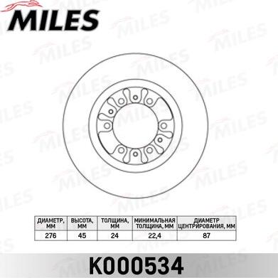 Miles K000534 - Brake Disc autospares.lv