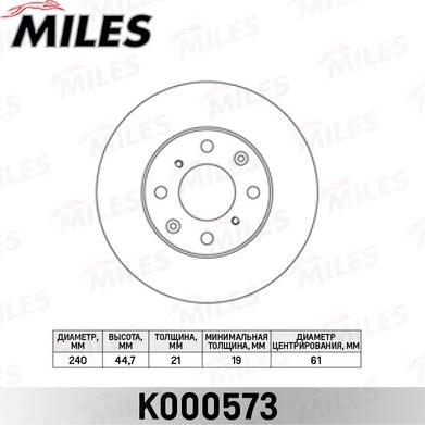 Miles K000573 - Brake Disc autospares.lv