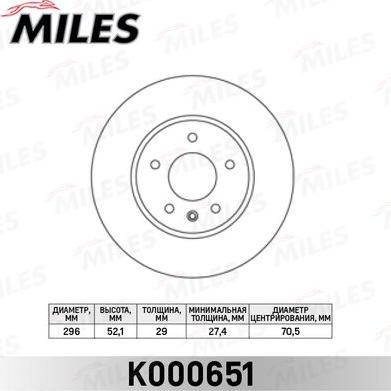 Miles K000651 - Brake Disc autospares.lv