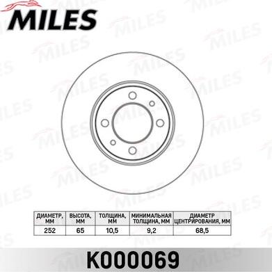 Miles K000069 - Brake Disc autospares.lv