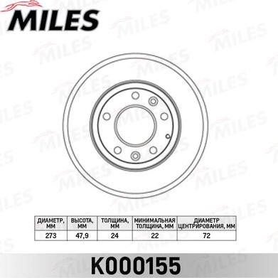 Miles K000155 - Brake Disc autospares.lv